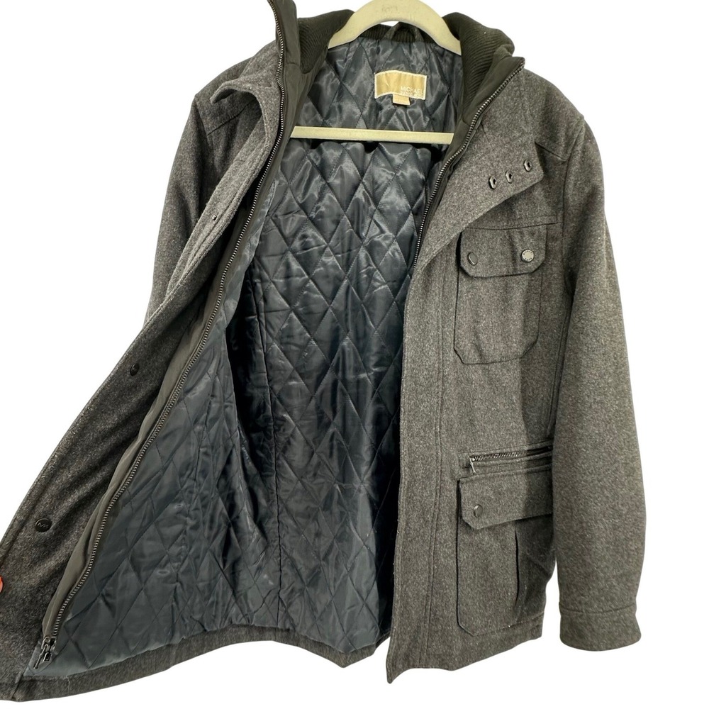 Michael Kors Wool Blend Field Jacket Mens Military Classic Utility Size M Gray
